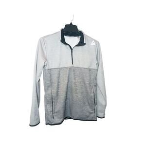 Reebok Mens‎ Long Sleeve 1/4 Zip Pullover Gray Sweatshirt Fleece Lined Small